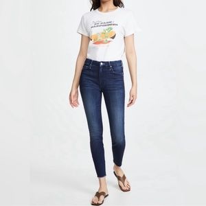 MOTHER High Rise Skinny Jeans in Dark Blue Wash